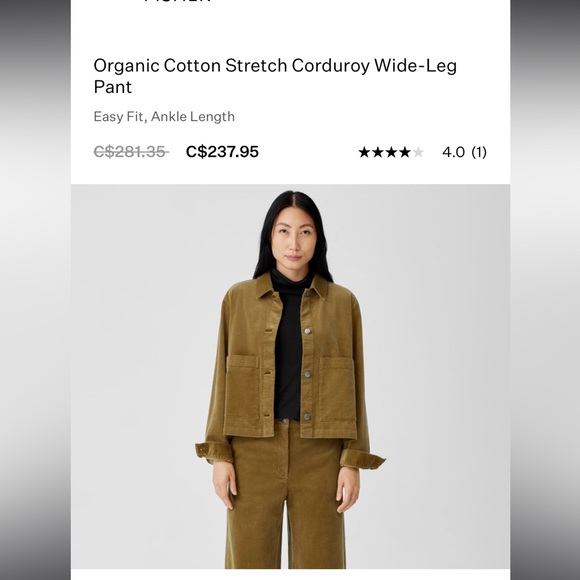 Organic cotton stretch corduroy wide-leg pant in butternut - Picture 3 of 7